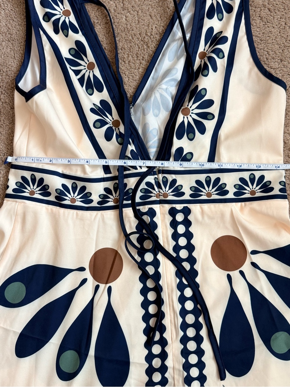 Cream Dress with Navy Floral Motif - Picture 3 of 3